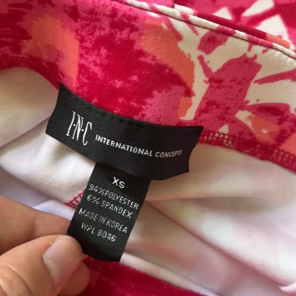 INC Pink & White Abstract Stretchy Pencil Skirt